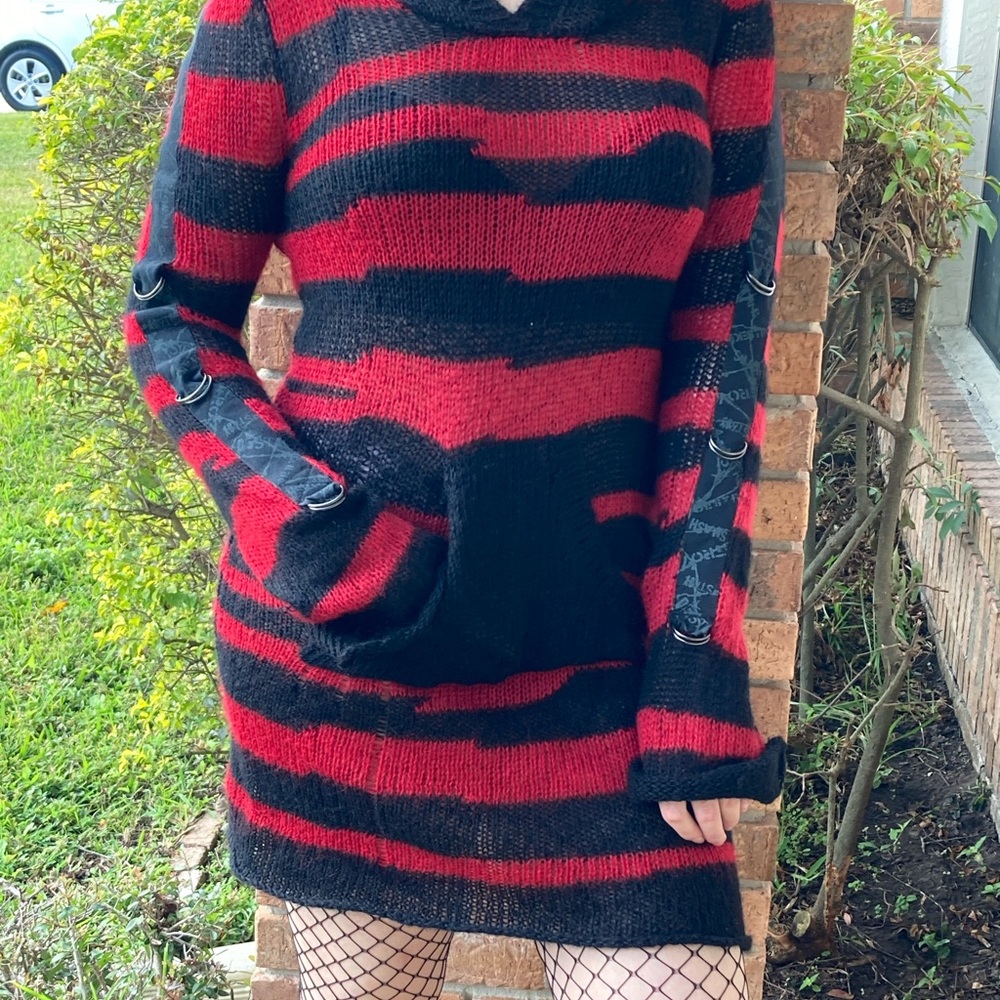 DEADSTOCK Lip Service Striped Sweater Dress w/Hood